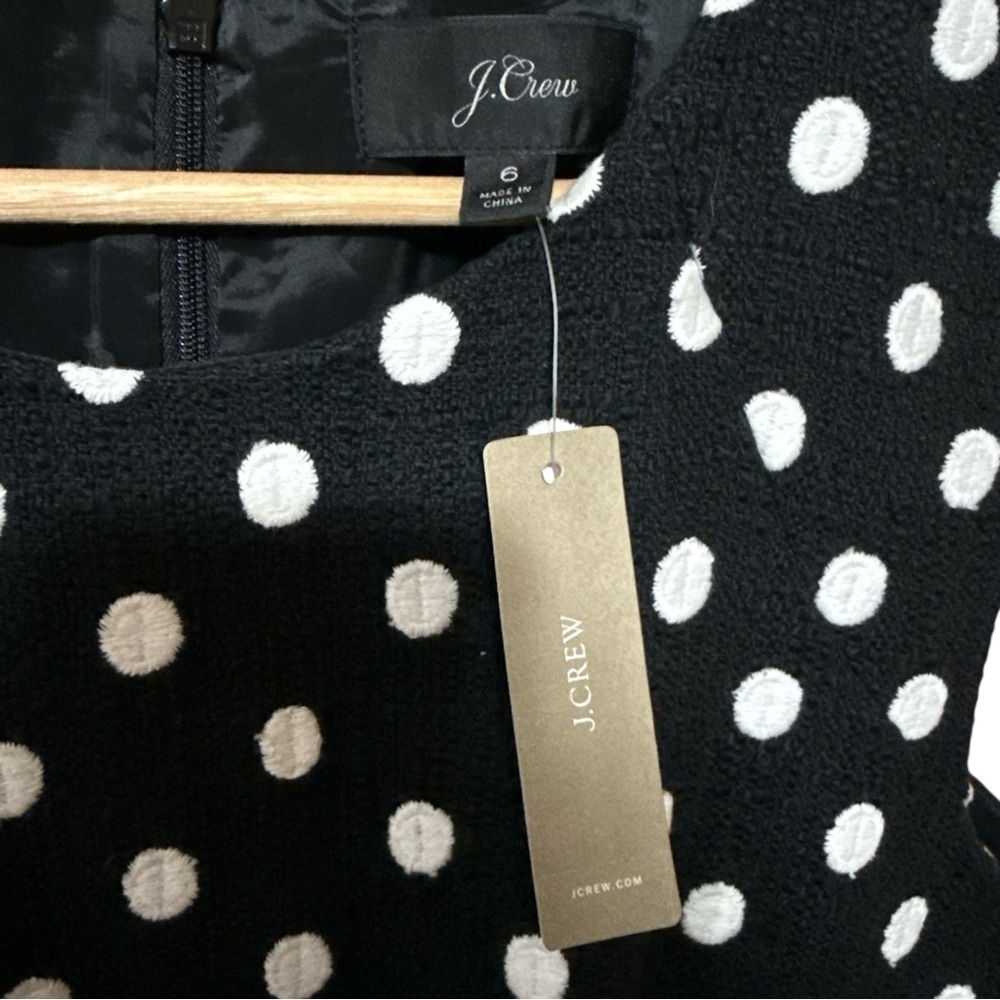 NWT - J. Crew Marcy Polka Dot Sleeveless Black Dress - Tweed - Size 6 - Picture 5 of 7